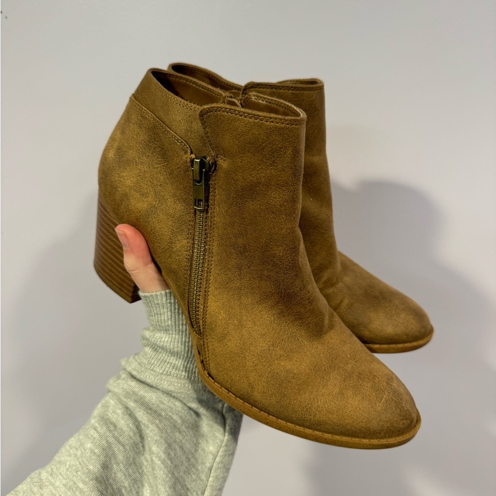 Fergalicious brown heel booties